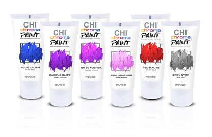 CHI Chroma Paint 4 ozHair ColorCHIColor: Blue Crush, Grey Star, Oh So Fuchsia, Pink Lightning, Purple Blitz, Red Haute